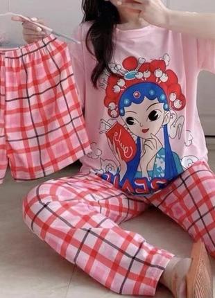 Домашний костюм тройка пижама в корейском стиле аниме1 фото
