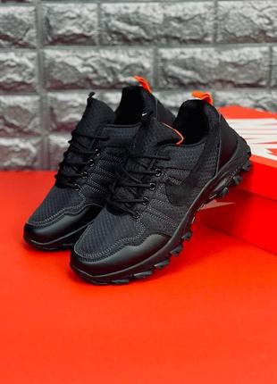 Nike чоловічі кросівки чорні з помаранчевими вставками розміри 40-46