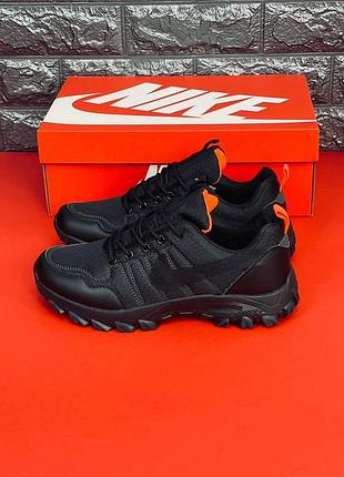 Nike мужские кроссовки черные с оранжевыми вставками размеры 40-46