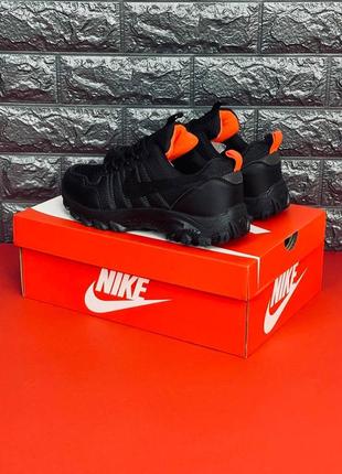 Nike мужские кроссовки черные с оранжевыми вставками размеры 40-46