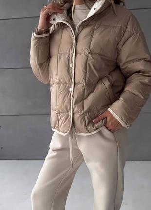 Осенняя стеганная курточка с окантовкой 🔥 качественная плащевка эмми+ наполнитель синтепон 1504 фото