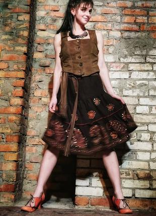 D'wilderer жилет безрукавка жилетка на пуговицах кожаный натуральный в этно бохо стиле