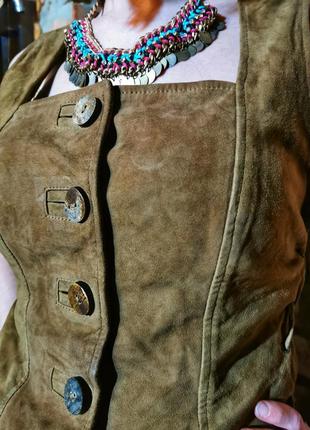 D'wilderer жилет безрукавка жилетка на пуговицах кожаный натуральный в этно бохо стиле