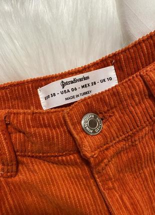 Оранжевые вельветовые брюки палаццо4 фото