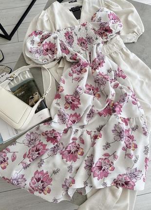 Женское миди платье в цветочный принт1 фото