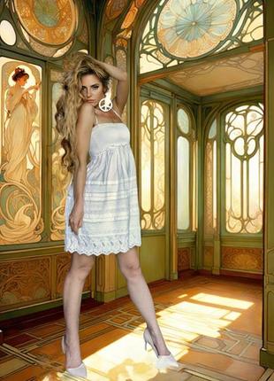 Платье allsaints spitalfields с вышивкой летнее коттон хлопок мини короткое ажурное кружевное рюши1 фото