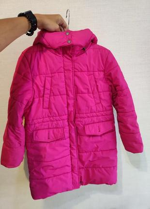 Зимнее пальто розовое малиновое длинное нв флисе1 фото