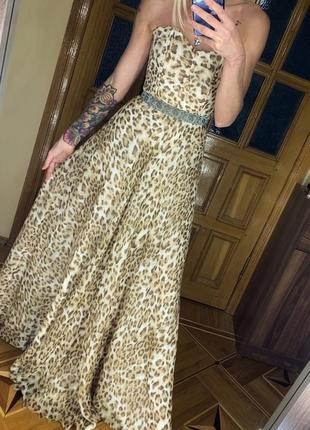 Платье принцессы в пол леопард шифон3 фото