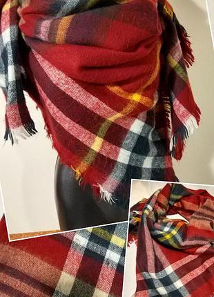 Стильний якісний великий теплу хустку в клітку.
