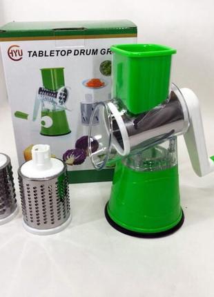 Овочерізка мультислайсер tabletop drum grater kitchen master терка для овочів та фруктів 3 насадки.2 фото