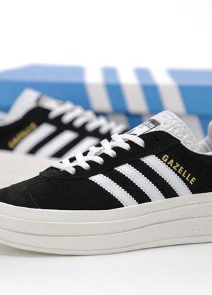 Женские кроссовки adidas gazelle bold black white 36-37-38-39-40