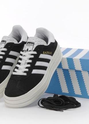 Женские кроссовки adidas gazelle bold black white 36-37-38-39-405 фото