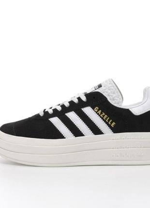 Женские кроссовки adidas gazelle bold black white 36-37-38-39-402 фото