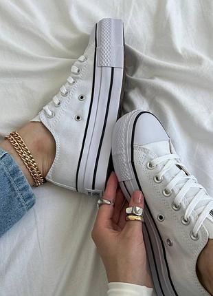 Converse all star lift platform white жіночі трендові кеди конверс висока платформа колір білий топова якість белые кеды высокая подошва топ качество