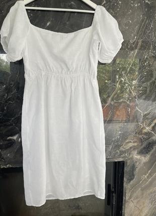 Шикарное белое платье лён 100%3 фото