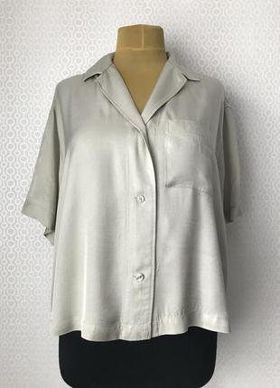 Стильная не длинная рубашка / блуза оверсайз мягкого цвета от h&m, размер l-3xl1 фото