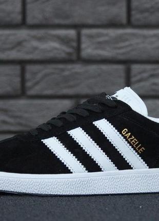 Женские кроссовки adidas gazelle white black 37-40-412 фото