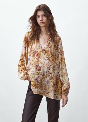 Шифонова блуза з пишними рукавами massimo dutti