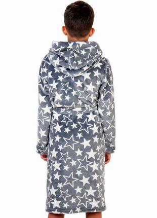 Подростковый теплый махровый халат велсофт, плюшевый банный халат с поясом космос, звезды, планеты, махровый халат3 фото