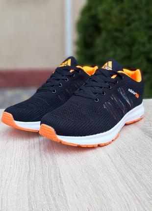 Кроссовки летние женские беговые в стиле adidas neo черные / оранжевые, адидас нео4 фото