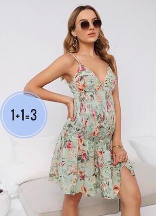 Платье с широкой резинкой в цветочек shein