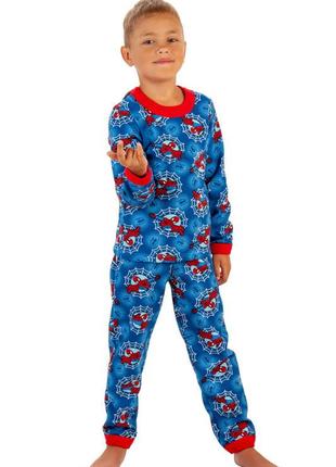 Тепла піжама з начосом, утеплена дитяча піжама на байці, пижама для мальчиков человек паук, бетмен2 фото