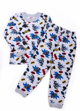 Тепла піжама з начосом, утеплена дитяча піжама на байці, пижама для мальчиков человек паук, бетмен3 фото