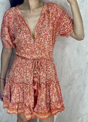 Цветное платье сарафан с поясом легкое