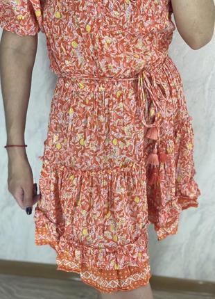 Кольорова сукня сарафан з пояском4 фото