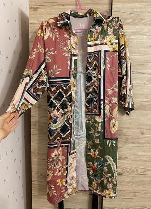 Зара zara накидка блуза рубашка платье атласное кимоно