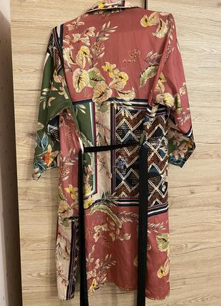 Зара zara накидка блуза рубашка платье атласное кимоно4 фото