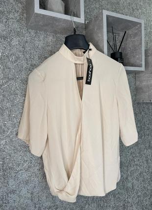 Блуза сорочка нова бежева кремова з вирізом легка розмір m2 фото