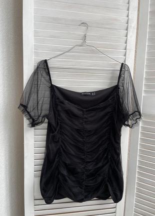 Блуза чорна топ сітка від plt 18 розмір4 фото
