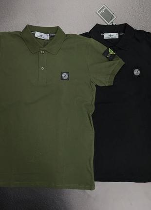 Мужское поло stone island, хаки