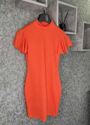 Яркое оранжевое платье короткое распродажа2 фото