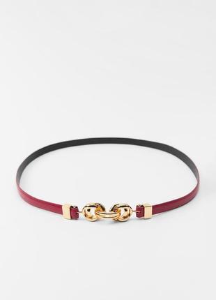 Ремінь шкіряний жіночий zara, колір червоний😍 пояс ремень