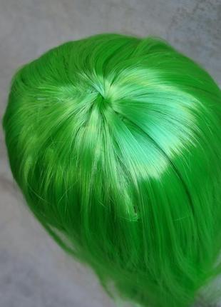 Перука зелена карнавальна з довгим прямим волоссям5 фото