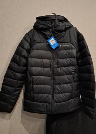 Мужская черная зимняя куртка пуховик columbia omni-heat, размер l