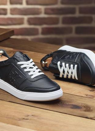 Чоловічі шкіряні кросівки/кеди calvin Юбка klein, молодежные кеды/ кроссовки чорні на білій підошві5 фото