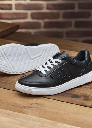 Чоловічі шкіряні кросівки/кеди calvin Юбка klein, молодежные кеды/ кроссовки чорні на білій підошві9 фото