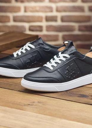 Чоловічі шкіряні кросівки/кеди calvin Юбка klein, молодежные кеды/ кроссовки чорні на білій підошві3 фото