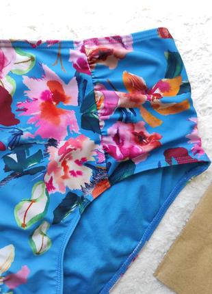 Высокие цветочные купальные плавки бикини низ от купальника3 фото