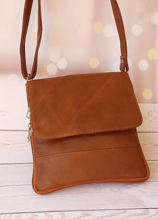 Жіноча сумка керрі — сумка з натуральної шкіри.  колір світла коричневий4 фото