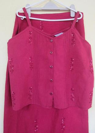Комплект майка блуза+длина юбка с элементами вышивки