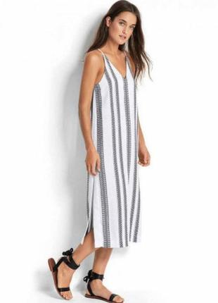 Стильний міді сарафан з розрізами