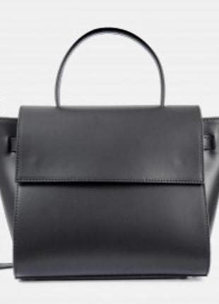 Сумка шкіряна чорна італійська сумка жіноча сумка із гладкої шкіри каркасна сумка virginia conti