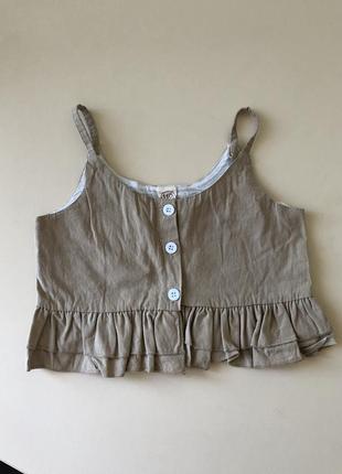 Топ майка бежева з рюшем з рюшами shein