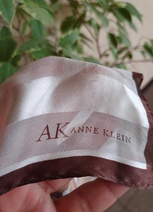 Винтажный шелковый платок, платок с цветочным принтом отanne klein, оригинал,100% шелк3 фото