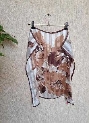 Вінтажний шовковий платок, хустка з квітковим принтом від anne klein, оригинал,100%  шовк