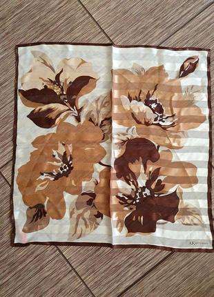 Винтажный шелковый платок, платок с цветочным принтом отanne klein, оригинал,100% шелк5 фото
